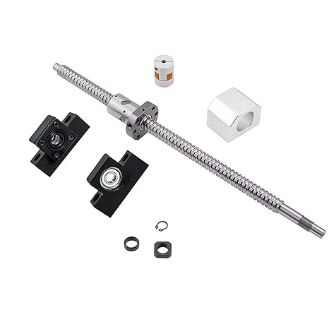 Ball Screw SFU2505 RM2505 Length 500mm Diam 25mm with Ballnut and ballnut housing + end Supports EK/EF20 + Coupler for CNC, Length Approx 19.7 inch/ 500mm