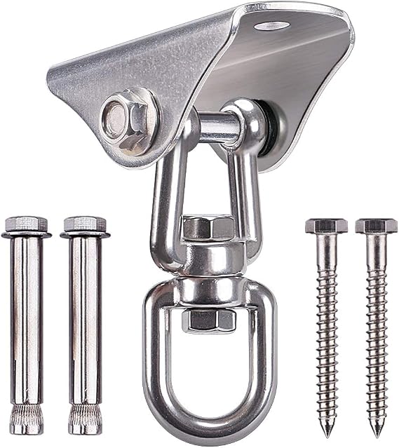 BeneLabel Swing Hanger 304 Stainless Steel Ceiling Swing Mount 1000 lbs Capacity Swing Hardware 360 Degree Swivel Hook for Yoga Punch Bag Hammock Chair Porch Swing Hanging Chair