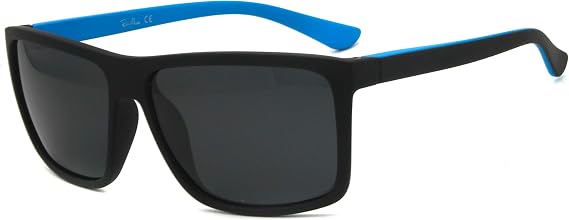 ERGOMIC design Men Rectangle UV protective polarised lightweight sunglasses black/blue