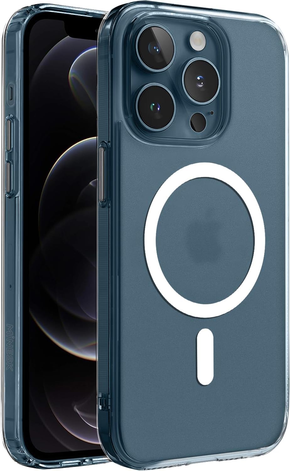 SuperMatt Series Backless Rigid Matte Polycarbonate Edges Compatible with Minesk iphone 12 pro max Premium Transparent Case Cover with Tpu Silicone Metal Key Magnetic, 12 Pro Max