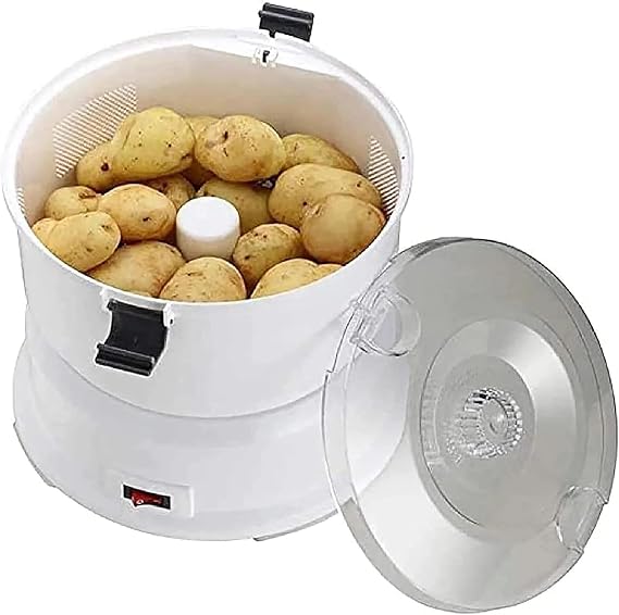 Electric Potato Peeler, Automatic Peeling Machine With Safety Lock, One-Touch Operation, No Mess Rumbler (1KG Capacity) For Apple, Carrot, Fruit