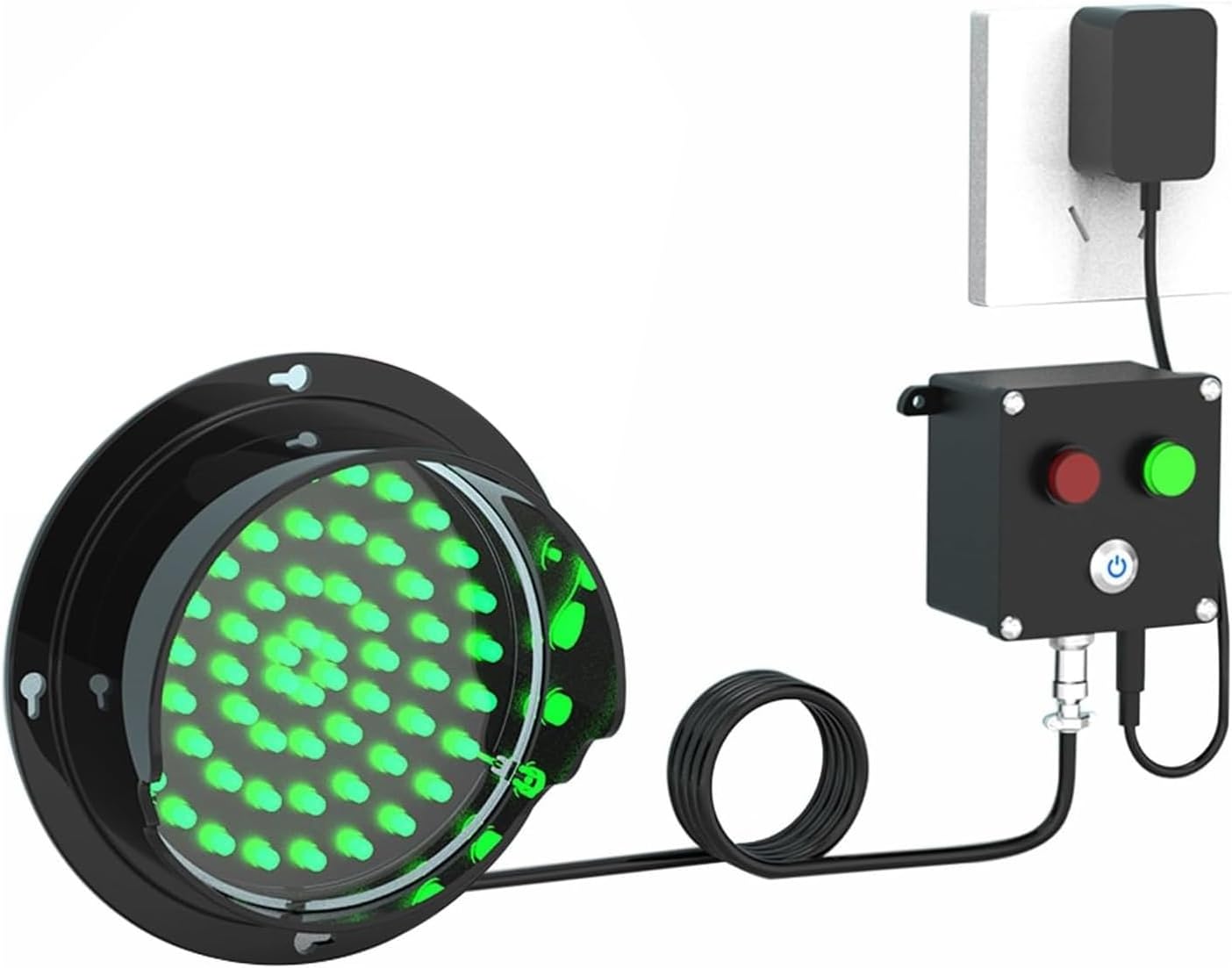 Industrial Signal Light, Stop And Go,Red/Green LED Loading Dock Traffic Light, Push Button Control, Plug And Play, For Intersections, Factories, Schools, Toll Booths(300mm/12in)