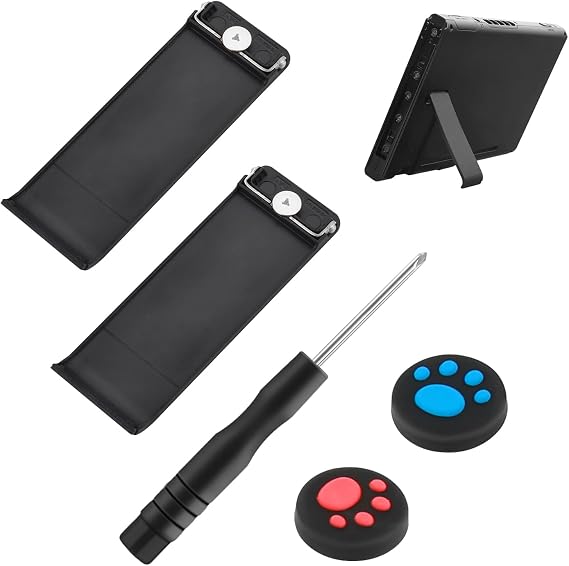 Switch Kickstand Replacement Repair Kit for Nintendo Switch Console (2 Pcs) | Durable/Lightweight Plastic Bracket Back Shell Holder, Replacement Kickstand with Screwdrivers/Thumb Grips, Perfect Fit