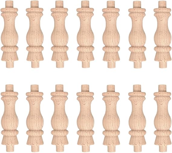 20Pack Wooden Baluster Spindles 2.4 inch Unfinished Decorative Wood Craft Spindles for DIY Craft Furniture Woodworking Decoration Home Decor (2.4inch)
