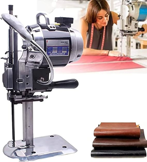 1100W Vertical Electric Leather Cutting Machine, 6/8/10 Inch Straight Knife Fabric Cloth Cutting Machine, with LED Light Automatic Sharpening Blade, for Fabric Clothing Leather Paper,8"