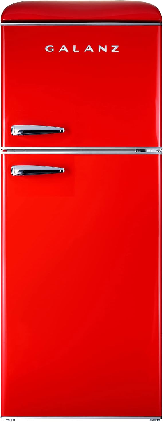 Galanz GLR46TRDER Retro Compact Refrigerator with Freezer Mini Fridge with Dual Door, Adjustable Mechanical Thermostat, 4.6 Cu Ft, Red