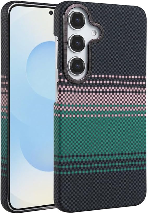 UnDePlus Samsung Galaxy A14 4G ile uyumlu Kılıf Kevlar Desenli Karbon M-Safe Magnetik Şarj VEGA-Msafe