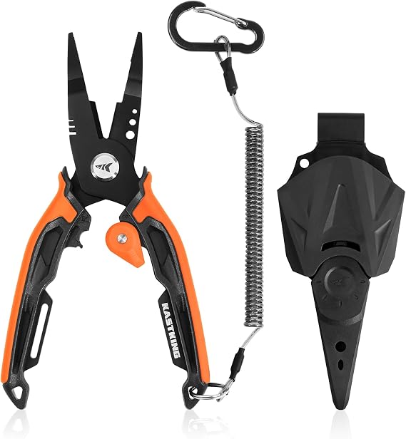 KastKing AeroVice 7.5 Fishing Pliers, Saltwater Resistant Fishing Gear | 420 Stainless Steel, Non-Slip Handles, Uni-Body Construction, Multi-Function Jaws, Braid Cutters, Sheath, Lanyard & Carabiner