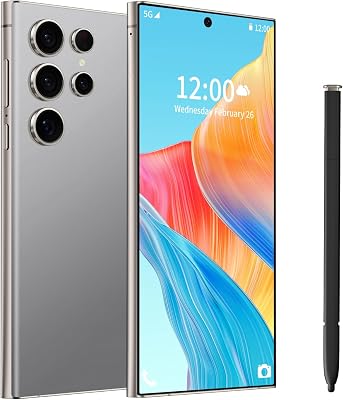 C24 Ultra Unlocked Cell Phone, 8GB256GB Smartphone Unlocked, 6.8 HD 120Hz Screen Android 14 Phones, Snapdragon CPU 6800mAh BatteryFace IDGPS5G Dual SIM Phone Grey