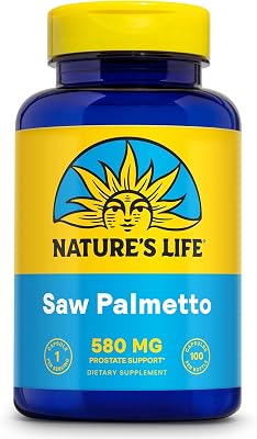 Natures Life Saw Palmetto for Men 580mg - Traditional Prostate Supplement - Mens Health, Prostate and Urinary Tract Support wBeta Sitosterol Plant Sterols, 100 Serv, 100 Capsules