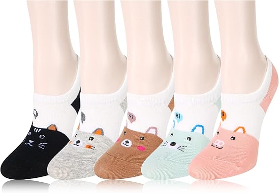 Benefeet Sox Funny No Show Socks Womens Novelty Cat Dog Socks Girl Cute Animal Pattern Low Cut Socks Non Slip Christmas Gifts