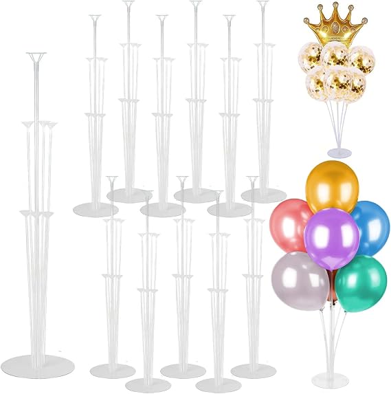 12 Sets 72cm Balloon Stand, Balloon Sticks and Holders with Base