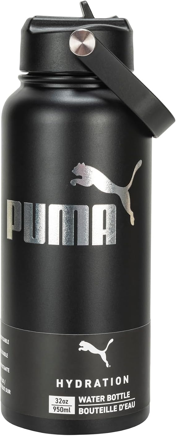 PUMA unisex-adult 32oz Insulated Stainless Steel Water Bottle With Carry Handle