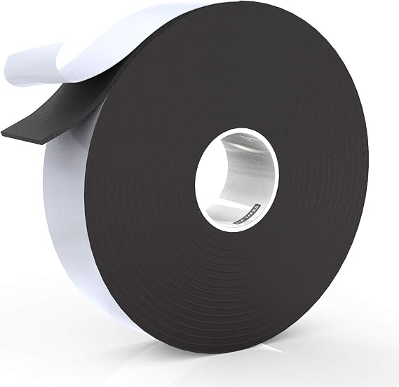 LLPT Foam Insulation Tape 1 Inch x 50 Feet, 1 Pack, Black (EFT150) | Single Sided Closed Cell Foam Rubber, Strong Adhesive, Repositionable, Waterproof for Door Window Weatherstrip Outdoor Indoor