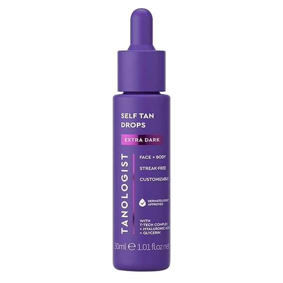 Tanologist Self-Tan Drops- Extra Dark, Bronzing Serum, Customizable Face & Body Self Tanner For Moisturizer, Gradual Body & Face Tanning Drops for Natural Glow, Streak-Free Vegan Formula, 1.01 fl oz | Customizable Face & Body Self Tanner for, Gradual Body & Tanning Drops for a, Streak-Free Vegan Formula, 1.01 fl oz