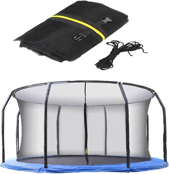 Trampoline Safety Net Replacement, FSDIYU 12 FT Trampoline Surround Netting | UV Resistant Trampoline Enclosure Netting with Zippers and Buckles, Fits Outdoor Garden Round Frames Trampolines Accessories