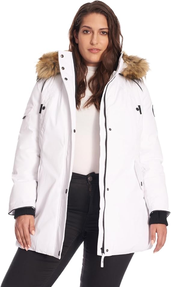 ALPINE NORTH Glacier Womens Vegan Down Winter Coat with Faux Fur Hood - Parka Jacket for Women