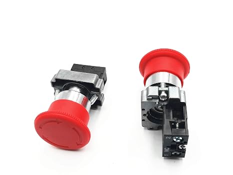 22mm Red Mushroom Emergency Stop Push Button Switch 600V 10A ZB2-BE102C 2PCS