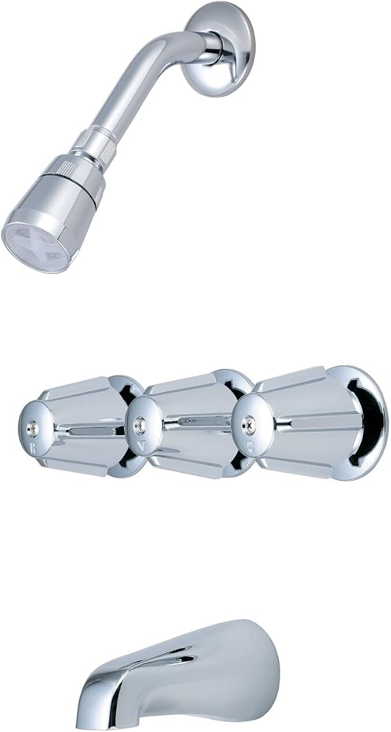 Olympia Faucets P-3210 Three Handle Tub/Shower Set, Chrome Finish