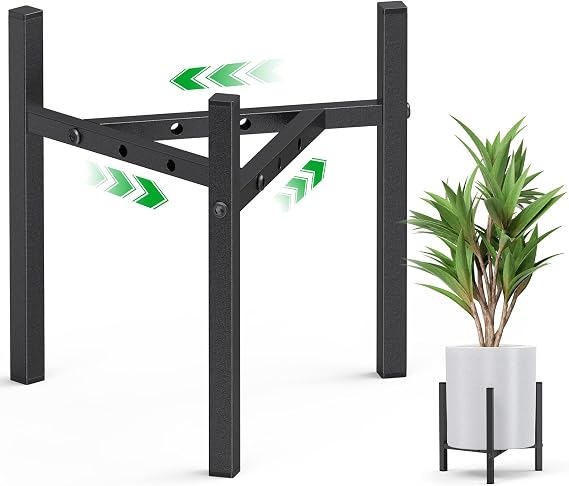 Metal Plant Stands Indoor Adjustable，Plant Pot Stand 20-30cm,Plant Holder for Outdoor Home Garden Corner Porch, Flower Stand for Living Room Bedroom-Black 1 Pack