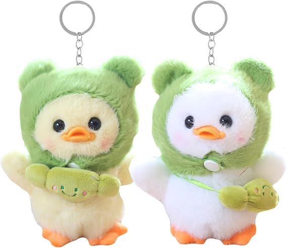 2 Pack Plush Duck Keychain,Duck Charm Keychain,Plush Animal Keyring For Backpacks Soft Stuffed Key Pendant