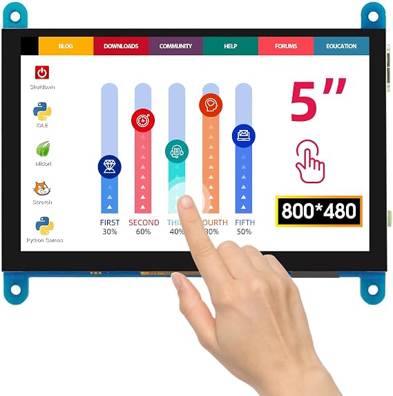 ELECROW 5 Inch Touch Screen Monitor for Raspberry Pi 800480 LCD Display