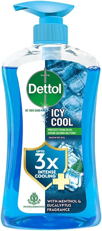Dettol Body Wash and Shower Gel for Women and Men, Icy Cool - 500ml | Soap-Free Bodywash | 12h Complete Odour Protection Ships from India