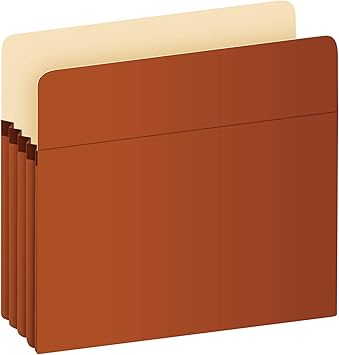 Pendaflex Expanding File Pockets, File Organizers for School, Home or Office, Letter Size, Redrope, 3.5" Expansion, Reinforced with DuPontTM Tyvek Material, Redrope, 25 per Box (1524E-OX)