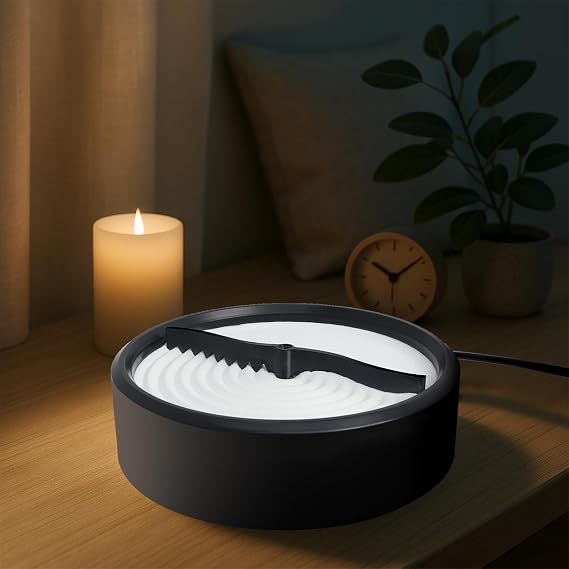 Automatic Zen Sand Garden for Desk, Motorized Sand Tray with Rotating Pattern Maker, Mini Zen Garden Decor for Office, Stress Relief Desk Decor, Mindfulness Relaxation Gift, 8 Inch