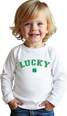 Toddler St. Patricks Day Shirt Baby Boy Girl Lucky Shamrock Long Sleeve T-Shirt Irish Clover Tees Cotton Tops 1-5T