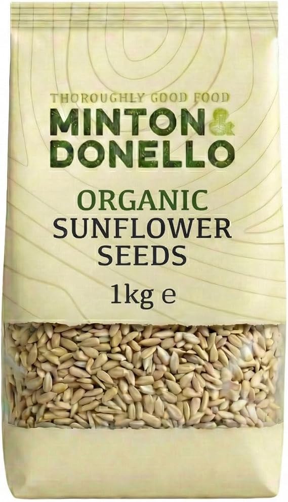 Minton & Donello Organic Sunflower Seeds 1kg Pack - Natural Kernels, Baking, Cooking, Salads, Snacking, Nutty Crunch, Fibre, Protein,