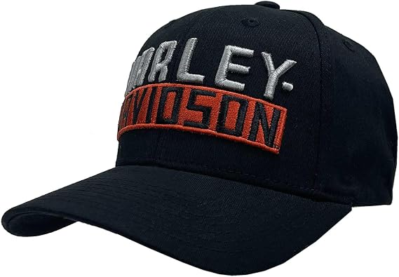 Harley-Davidson Mens Quickshift Embroidered H-D Stretch Fit Baseball Cap, Black