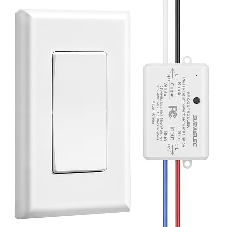 SURAIELEC Wireless Remote Wall Switch Kit with Receiver, Interference-Free