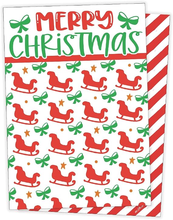 m&h invites Christmas Cookie Cards - Sleigh Pattern Design 50 Pack - Mini Cookie Card Backers For Packaging