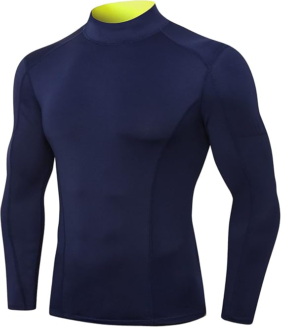 Men Shirts Long Sleeve Slim Fit Gym Workout Athletic Shirt Pullover Quick-Drying Compression Sport Sportswear