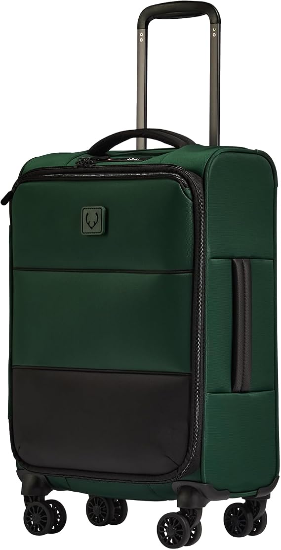 Antler Soft Stripe Carry-On Luggage, Antler Green, 21.7x13.8x9.1-11", 45L
