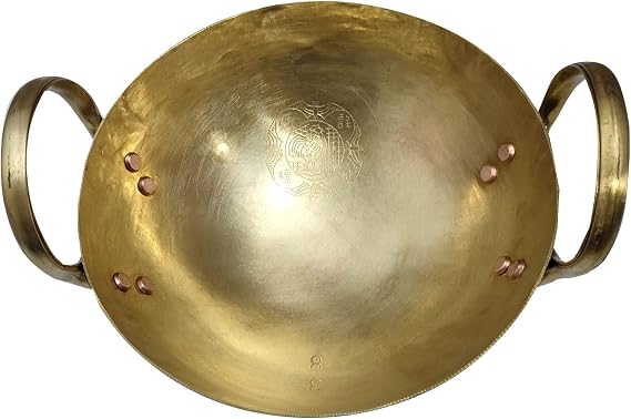 Lightweight Thai Brass Wok with Dual Handles Versatile Stir-Fry & Dessert Pan for Home & Restaurant Cooking