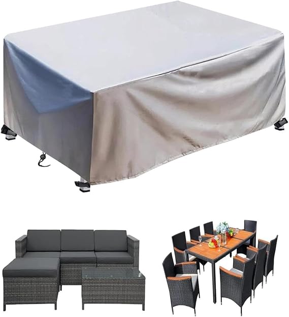 Patio Furniture Cover Waterproof/Outdoor Table Cover Waterproof 144x120x35in /LxWxH Patio Table Cover Outdoor Furniture/ Patio Heavy Duty Outdoor Furniture Covers, Wind Patio Sectional Couch Cover