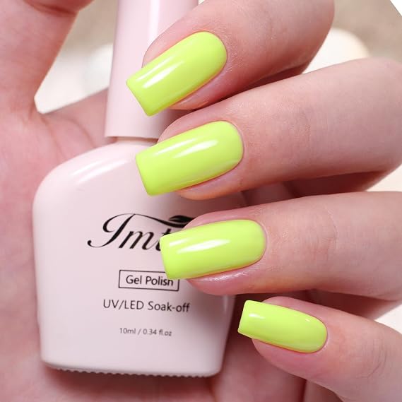 Neon Lemon Yellow Gel Nail Polish, Hema Free & TPO Free Soak Off UV LED Nail Gel, Bright Fluorescent Lime Yellow-Green Color Gel Polish, 10ml Long Lasting Nail Art Manicure Salon DIY at Home