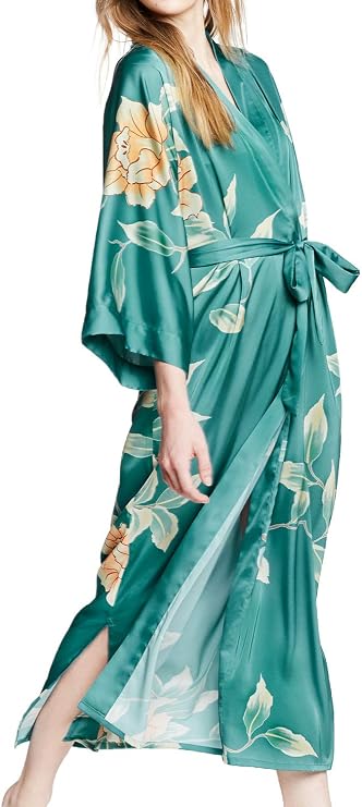 KIM+ONO Charmeuse Long Kimono Robe for Women | bridal - maternity - postpartum - lingerie - bridesmaid