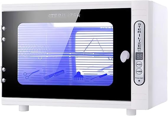 UV steriliser,Portable UV Sterilizer with Timer,High capacity nail tool sterilizer, autoclave sterilizer,2-Tiers Tray,LED UV Disinfection Cabinet for home, barbershop, beauty salon and spa (White)