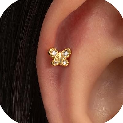 Gold Flat Back Stud Earring 1 Pair