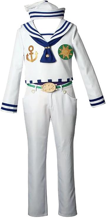 Anime Cosplay Mens Suit Cosplay Costume White Coat Pants Hat Belt Tie Halloween Custom5