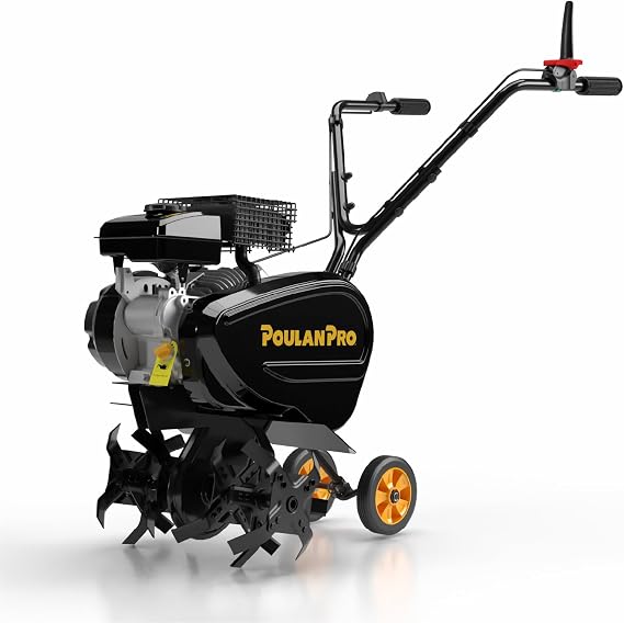 Poulan Pro 2 in 1 Gas Tiller, Front Tine Tiller Cultivator with 79 cc 4-Cycle Gas Engine, 9''-17'' Tilling Width Adjustable, Garden Tilller with Forged Steel Tines, Integrated Transport Wheels