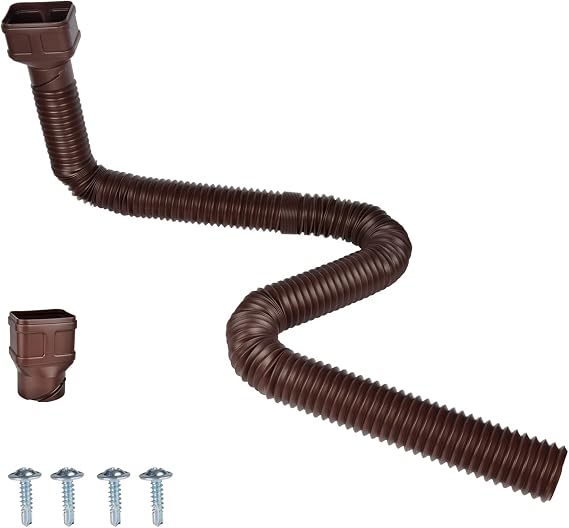Prestantious 16.5ft Long Gutter Downspout Extender Flexible Drainage Pipe | 3.1" OD Downspout Extensions for 2"3" and 3"4" Downspout,Inside Diameter 2.6 Inches,Stretched Length 16.5ft,Brown,1-Pack