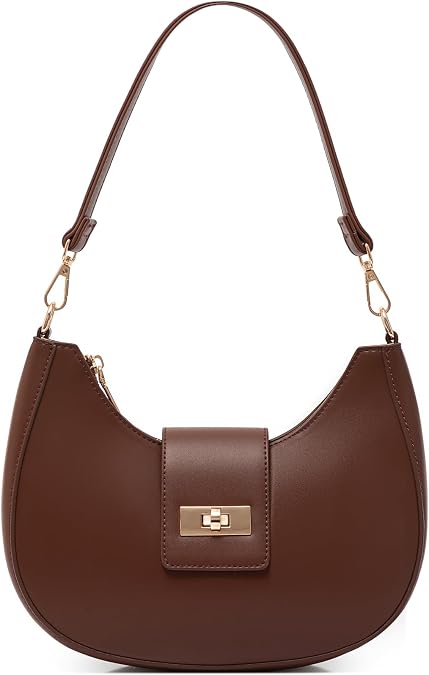 Crescent Shoulder Bag for Women Retro Vegan Leather Crossbody Bags Tote HandBag Underarm Purses