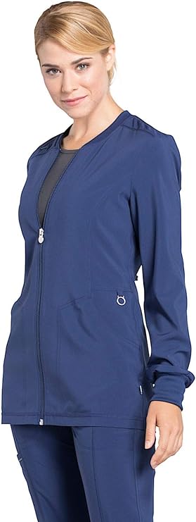 Cherokee Infinity Zip Front Womens Scrub Jacket 4-Way Stretch with Superior Performance and Comfort for Nurse CK370A