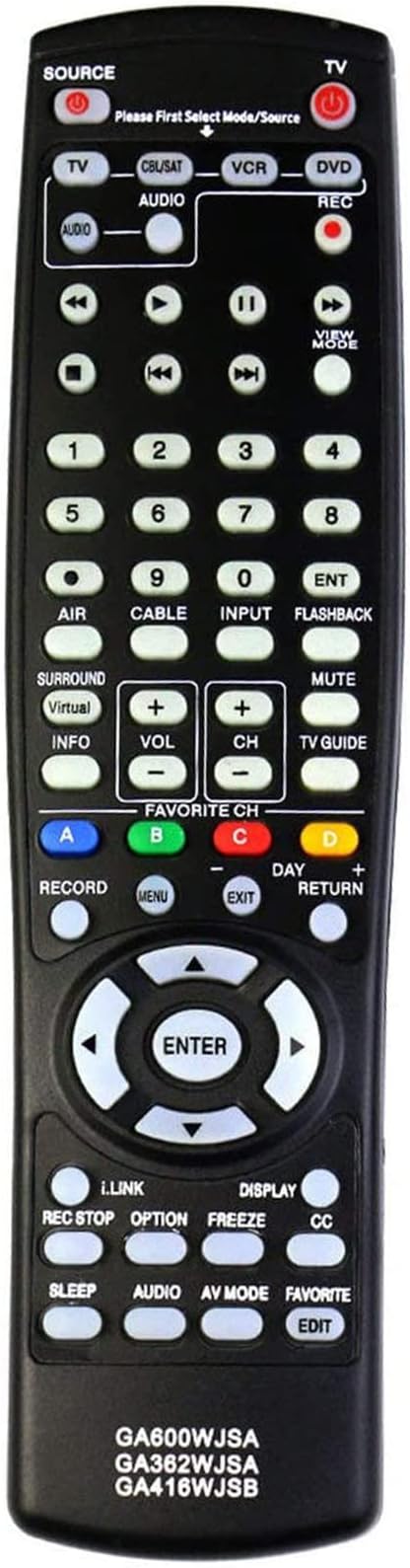 GA600WJSA GA362WJSA GA416WJSA Replacement Remote Fit for Sharp TV