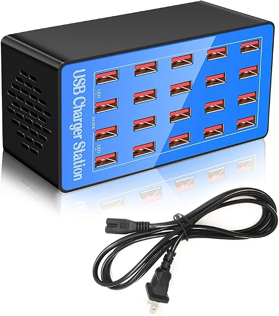MaxLax USB Şarj İstasyonu, 20 Bağlantı Noktalı 100W/20A Çoklu USB Şarj İstasyonu, Akıllı Telefonlar, Tabletler ve Diğer USB Cihazları için Çoklu Bağlantı Noktalı USB Şarj Cihazı Şarjı.
