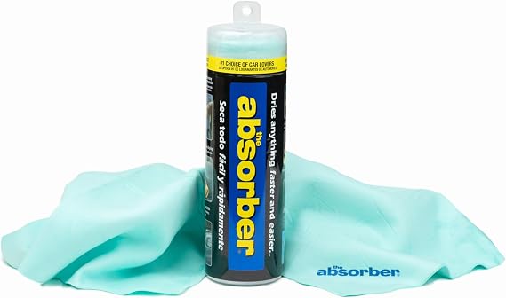 CleanTools the absorber Large 27-Inch x 17-Inch, Aqua - Synthetic Premium Drying Chamois Cloth for Car - Super Absorbent, Scratch-Free and Washable